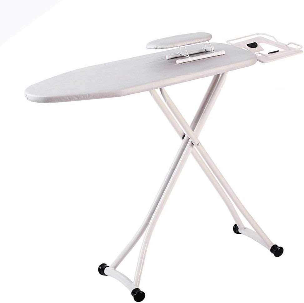 La table de repassage combine une partie textile en coton avec des appuis antiderapants