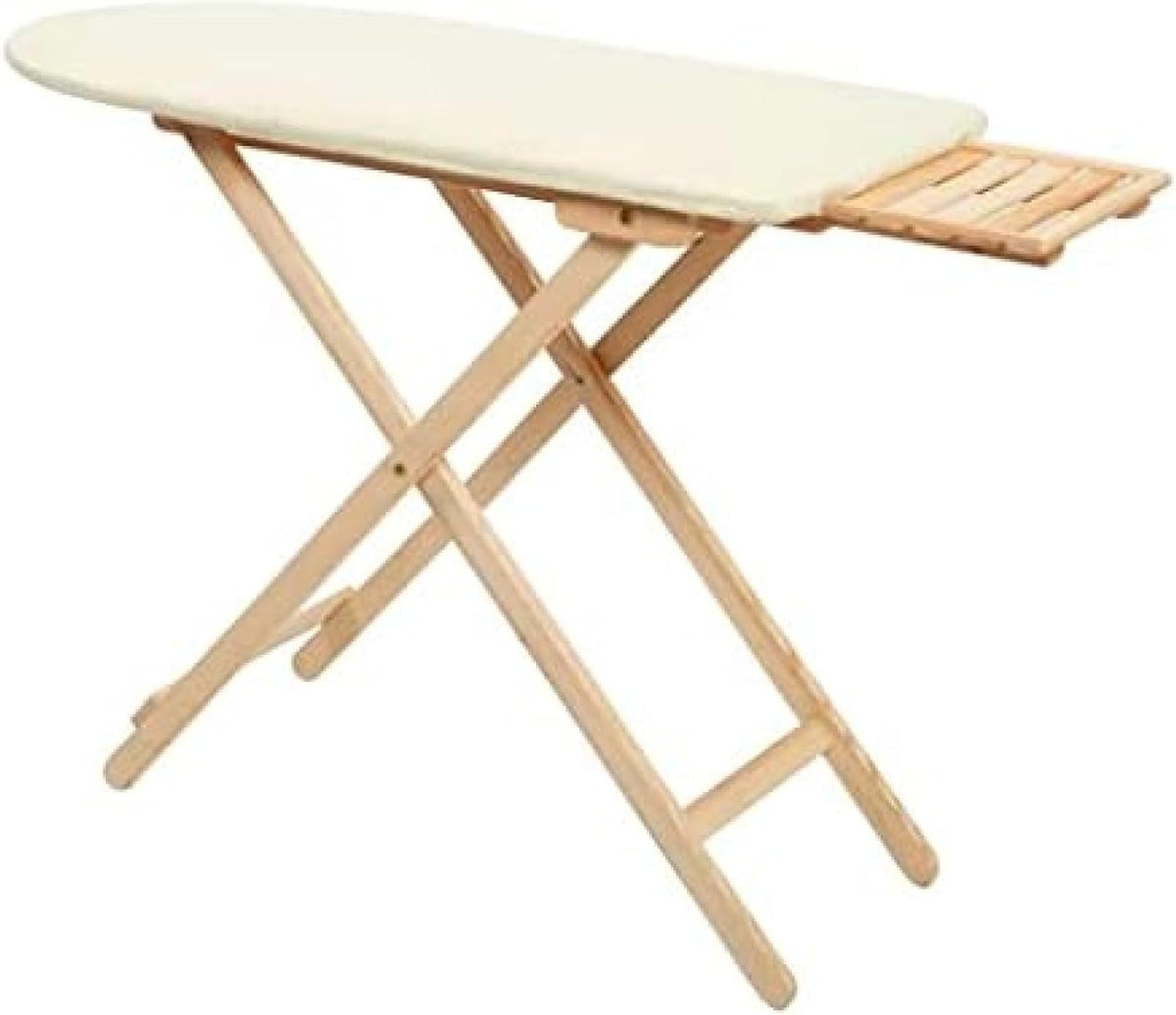 Decouvrez ce tapis de repassage qui se replie apres usage en coloris beige et blanc