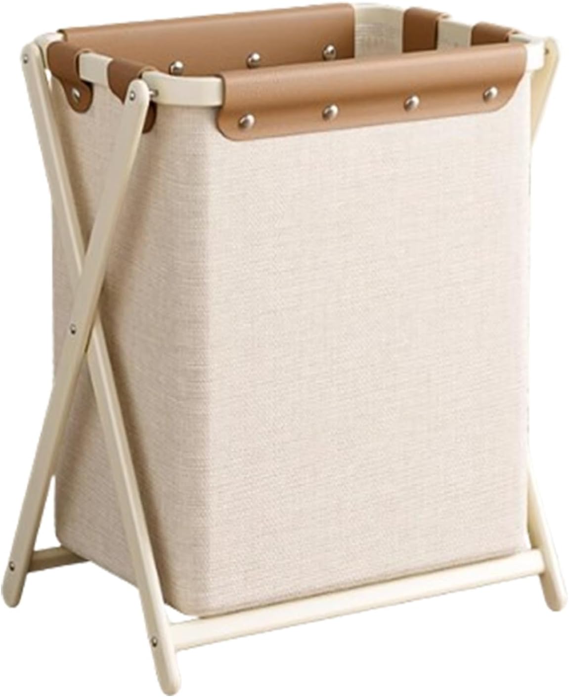 Le panier a linge associe un sac amovible et une partie textile en coton