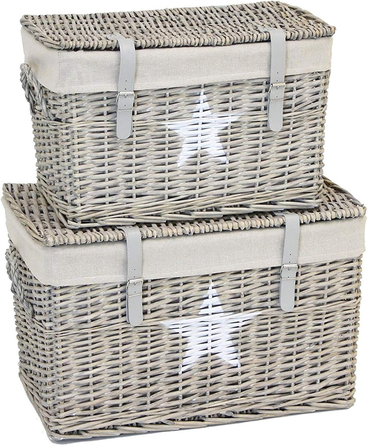 Le panier a linge avec poignee de maintien en coloris gris